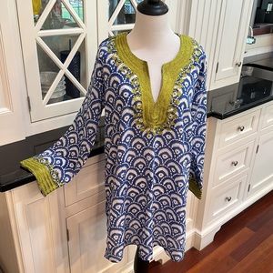 ROLLER RABBIT~Size L~Dress Tunic Top~Resort Beach Swim Wear Shirt~Swimsuit Cover